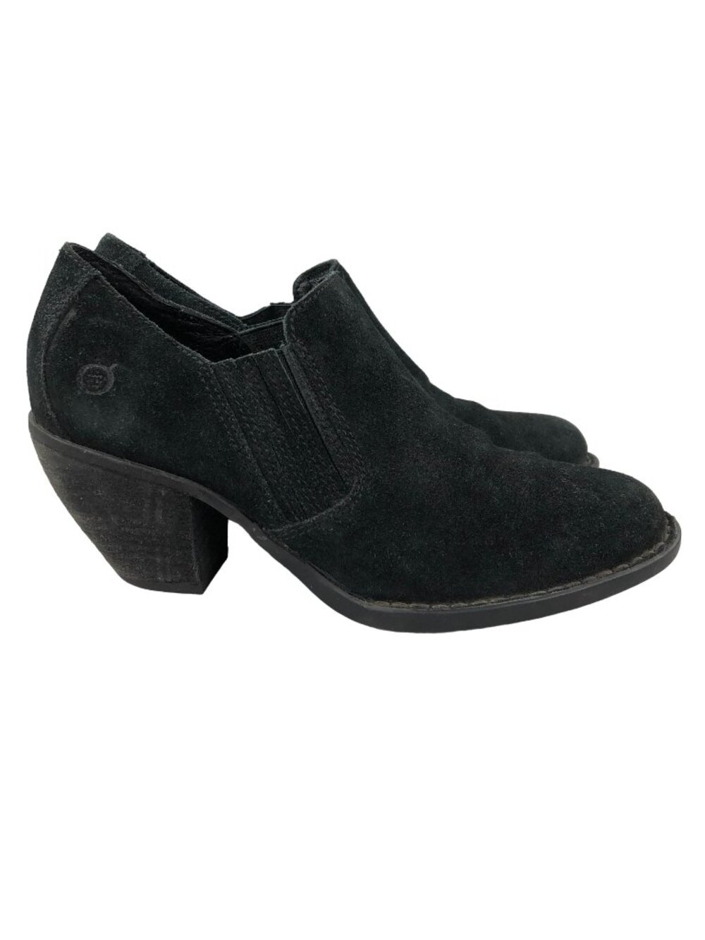 Born Women's Size 9M Frederika Black Leather High Block Heel Ankle Booties Boots